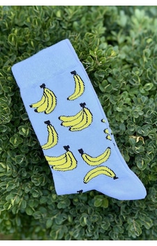 Lousocks Unisex Muz Desenli Açık Mavi Soket Çorap Lousocks Unisex Muz Desenli Açık Mavi Soket Çorap