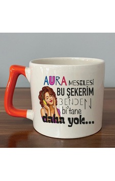 Aura Meselesi Bu Şekerim Baskılı Turuncu Kulplu D Kupa Aura Meselesi Bu Şekerim Baskılı Turuncu Kulplu D Kupa