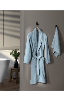Madame Coco Avril Şalyaka Unisex Bornoz Set Mavi Madame Coco Avril Şalyaka Unisex Bornoz Set Mavi