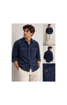 Little Cup Jeans Co Erkek Lacivert Kapaklı Çift Cep Detaylı Yumuşak Dokulu Kadife Gömlek Little Cup Jeans Co Erkek Lacivert Kapaklı Çift Cep Detaylı Yumuşak Dokulu Kadife Gömlek