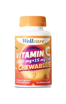 Wellcare Vitamin C 1000 Mg & 15 Mg Çinko 30 Çiğneme Tableti Wellcare Vitamin C 1000 Mg & 15 Mg Çinko 30 Çiğneme Tableti