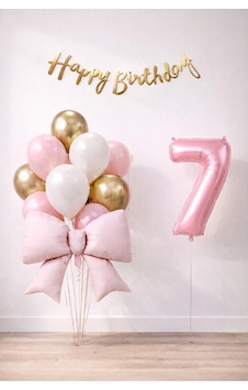 Pembe Fiyonk 7 Yaş Doğum Günü Balon Seti Pembe Fiyonk 7 Yaş Doğum Günü Balon Seti