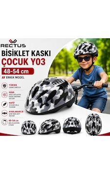 Rectus Çocuk Bisiklet Kaskı Y03 Erkek Model Beden 48-54 Cm Siyah Beyaz Rectus Çocuk Bisiklet Kaskı Y03 Erkek Model Beden 48-54 Cm Siyah Beyaz