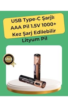 Aaa Boyutunda Usb Şarjlı Pil Kompakt Tasarım Geniş Uyumluluk
