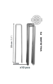 P3 25cm Çadır Kazığı Çelik Metal Peyzaj Demiri Kaymaz Kancalı Branda Çivisi Paslanmaz Gümüş 10 Adet 25 X 6