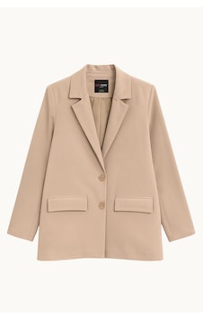 Mixray 4786 Kadın Oversize Kruvaze Blazer Ceket Toprak Toprak
