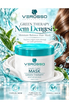Verosso Green Therapy Aloe Vera Ve Panthenol İçeren Saç Bakım Maskesi 450 Ml