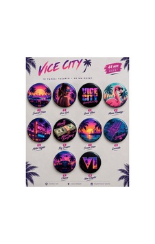Gta Vı Rozet 44 Mm Retro Miami Rozet Seti Neon Vice City Temalı Rozetleri 10'lu Yuvarlak İğneli Rozet Diğer Gta Vı Rozet 44 Mm Retro Miami Rozet Seti Neon Vice City Temalı Rozetleri 10'lu Yuvarlak İğneli Rozet Diğer