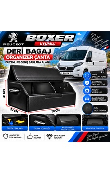 Peugeot Boxer Uyumlu Oto Bagaj Organizeri Deri Bagaj Kutu Çanta 1