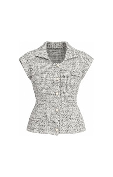 Laluvia Siyah - Gri Kırçıllı Polo Yaka Hırka - 2y4500 Laluvia Siyah - Gri Kırçıllı Polo Yaka Hırka - 2y4500