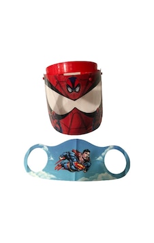 Gürbey Spiderman Baskılı Çocuk Siperlik + Superman Desenli Çocuk Maske Gürbey Spiderman Baskılı Çocuk Siperlik + Superman Desenli Çocuk Maske