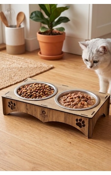 Petmagic 2'li Mama Kabı, Ahşap Çelik Kaseli Kedi Mama Kabı, Ahşap Standlı, Metal Kaseli Petmagic 2'li Mama Kabı, Ahşap Çelik Kaseli Kedi Mama Kabı, Ahşap Standlı, Metal Kaseli
