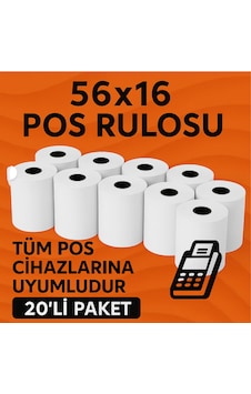 Termal Pos Rulosu 56x16 20 Li Ekonomik Paket Tüm Pos Cihazlara Uyumlu Termal Pos Rulosu 56x16 20 Li Ekonomik Paket Tüm Pos Cihazlara Uyumlu