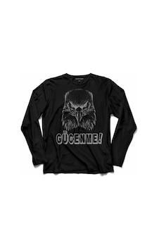 Siyah Uzun Kollu Çocuk T-shirt Kara Kartal Gücenme Baskılı T-shirt 001