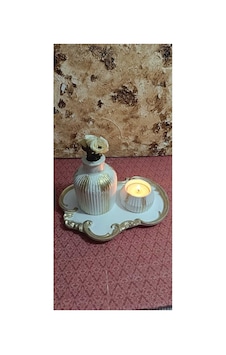 El Yapımı Dekoratif Sunum Tepsisi, Vazo Ve Tealight Mumluk Seti, Özel Tasarım 3'lü Aksesuar Seti El Yapımı Dekoratif Sunum Tepsisi, Vazo Ve Tealight Mumluk Seti, Özel Tasarım 3'lü Aksesuar Seti