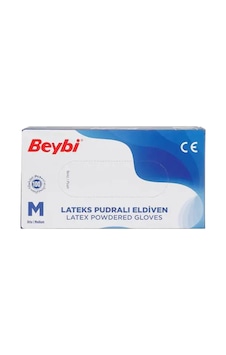 Beybi Lateks Pudralı Eldiven 100 Adet - M Beybi Lateks Pudralı Eldiven 100 Adet - M