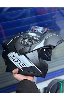 Çene Açılır Kask / Güneş Gözlüklü Motosiklet Kaskı Gri Çene Açılır Kask / Güneş Gözlüklü Motosiklet Kaskı Gri