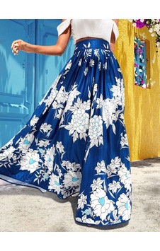 Butik İstanbul Kadın Çiçek Baskılı Maxi Boy Süprem Etek Mavi Butik İstanbul Kadın Çiçek Baskılı Maxi Boy Süprem Etek Mavi