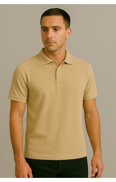 Parshey Regular Fit %100 Pamuk Polo Yaka Yarım Kollu Basic T-shirt Bej Parshey Regular Fit %100 Pamuk Polo Yaka Yarım Kollu Basic T-shirt Bej