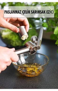 Hazneli Paslanmaz Metal Sarımsak Ve Zencefil Ezici Doğrayıcı Renkli