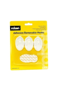 61316 3pc Removable Adhesive Plastic Hook, 7/8 Yaş