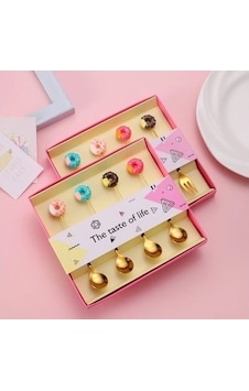 Krd Donut Tatlı Serisi 6 Lı Kaşık Krd-5154 Gold