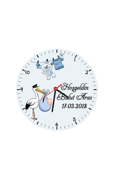 Biresimden-Hediye Hoşgeldin Erkek Bebek Hediyesi Cam Duvar Saati Biresimden-Hediye Hoşgeldin Erkek Bebek Hediyesi Cam Duvar Saati