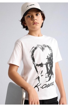 Defacto Atatürk Baskılı Beyaz Erkek Çocuk T-shirt B6938a8/wt34
