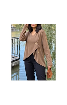 Butik İstanbul Kruvaze Kesim Büyük Düğmeli Vizon İnce Triko Hırka Butik İstanbul Kruvaze Kesim Büyük Düğmeli Vizon İnce Triko Hırka