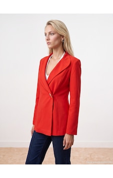 Dilvin 60814 Gold Düğmeli Blazer-kırmızı
