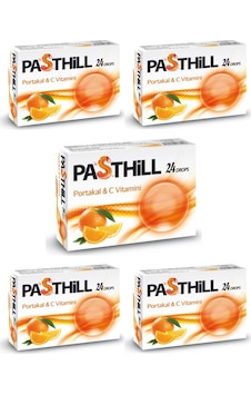 Pasthill Portakal 24 Adet Boğaz Pastil 5'li Paket Pasthill Portakal 24 Adet Boğaz Pastil 5'li Paket