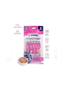 Zampa Creamy Delight Somonlu Ve Tuna Balıklı Kedi Krema Ödül Maması 16 Gr X 5 Adet Zampa Creamy Delight Somonlu Ve Tuna Balıklı Kedi Krema Ödül Maması 16 Gr X 5 Adet