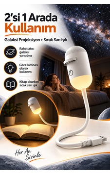 Usb Galaksi Projektör 2 Si 1 Arada Led Gece Lambası 360 Ayarlanabilir 8 Disk Değiştirilebilir Filmli Led Projektör Beyaz - 923547833 Beyaz
