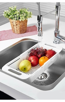 Sürgülü Ayarlanabilir Pratik Lavabo Süzgeci Evye Süzgeci Gri Çok Renkli
