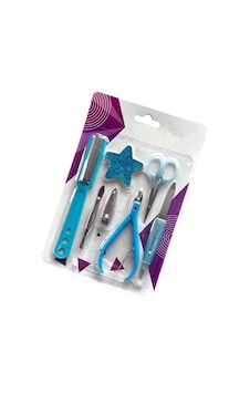 Caş Dekorasyon Mavi Renk 7 Parça Manikür Pedikür Törpü Seti
