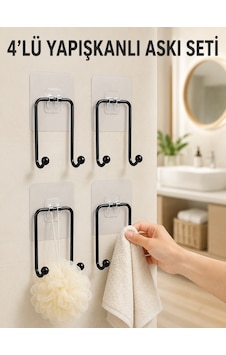 4'lü Yapışkanlı Askı Seti Mutfak Banyo Ve Ev İçin Duvar Askısı Diğer 4'lü Yapışkanlı Askı Seti Mutfak Banyo Ve Ev İçin Duvar Askısı Diğer