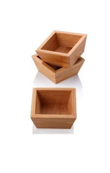 Balsa Bambu Kare 4'lü Çerezlik Kase 9 Cm Bambu
