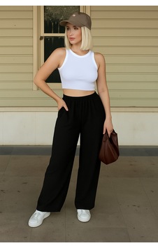 Trendy Mall Sofya Keten Bol Kesim Pantolon Siyah Siyah Trendy Mall Sofya Keten Bol Kesim Pantolon Siyah Siyah