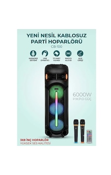 Carboon Cb-100 Profosyonel Işıklı Çift Kablosuz Mikrofonlu Müzik Kutusu Carboon Cb-100 Profosyonel Işıklı Çift Kablosuz Mikrofonlu Müzik Kutusu