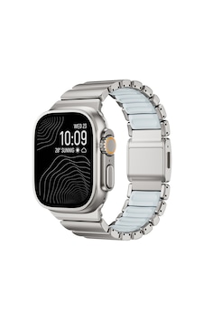 Watch 10 46mm Kordon Krd-151 Metal Silikon Kordon Gümüş-mavi Watch 10 46mm Kordon Krd-151 Metal Silikon Kordon Gümüş-mavi