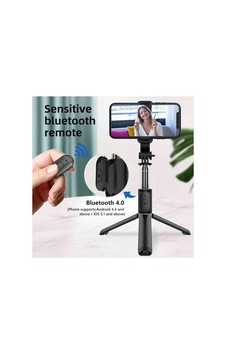 3'ü 1 Arada Selfie Çubuğu Tripod, Kablosuz Uzaktan Kumanda, Uzatılabilir Stand, Tüm Akıllı Telefonlarla Uyumlu Siyah - 874873986