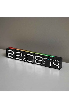 Techtic Geniş Ekran Dijital Masa Saati Ses Ritim Sensörlü Rgb Işık Tarih & Alarm Özellikli Modern Led Saat Siyah Techtic Geniş Ekran Dijital Masa Saati Ses Ritim Sensörlü Rgb Işık Tarih & Alarm Özellikli Modern Led Saat Siyah