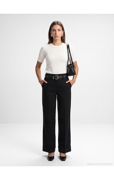 Dilvin 72821 Kemerli Kıvrık Paça Pantolon-siyah Dilvin 72821 Kemerli Kıvrık Paça Pantolon-siyah