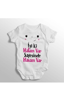 İmaj Tuğbababy Iyi Ki Halam Var Sayesinde Havam Var Yazılı Baskılı Bebek Zıbını Beyaz İmaj Tuğbababy Iyi Ki Halam Var Sayesinde Havam Var Yazılı Baskılı Bebek Zıbını Beyaz