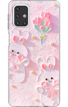 Samsung Galaxy M31s Uyumlu Sevimli Tavşanlar Baskılı Silikon Kılıf Renkli Samsung Galaxy M31s Uyumlu Sevimli Tavşanlar Baskılı Silikon Kılıf Renkli