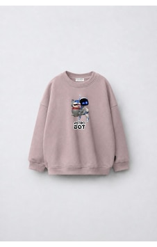 Fasardi Astro Bot Baskılı Oversize 3 İplik Şardonsuz Uzun Kollu Unisex Çocuk Sweatshirt Koyu Bej Fasardi Astro Bot Baskılı Oversize 3 İplik Şardonsuz Uzun Kollu Unisex Çocuk Sweatshirt Koyu Bej