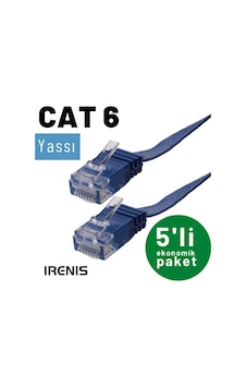 Irenis CAT6 Kablo Yassı Ethernet Network LAN Ağ Kablosu, 1 M-Siyah 5 Adet Irenis CAT6 Kablo Yassı Ethernet Network LAN Ağ Kablosu, 1 M-Siyah 5 Adet