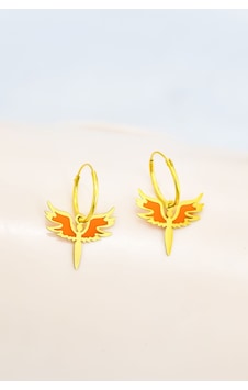 Papatya Silver 925 Ayar Gümüş Gold Kaplama Parlayan Rüya Serisi Tasarım Ebruli Turuncu Cam Boya Mikail Meleği Küpe Papatya Silver 925 Ayar Gümüş Gold Kaplama Parlayan Rüya Serisi Tasarım Ebruli Turuncu Cam Boya Mikail Meleği Küpe