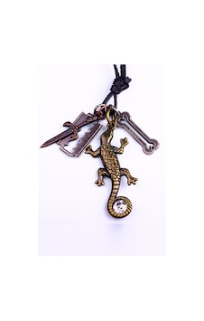 Btak00671 K8 Gecko Kertenkele Jilet Kemik Figürlü Ayarlanabilir Deri İpli Kolye Çok Renkli Btak00671 K8 Gecko Kertenkele Jilet Kemik Figürlü Ayarlanabilir Deri İpli Kolye Çok Renkli