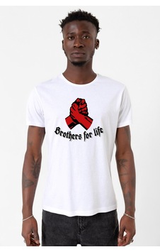 Brothers For Life Beyaz Erkek Bisikletyaka Tshirt 001